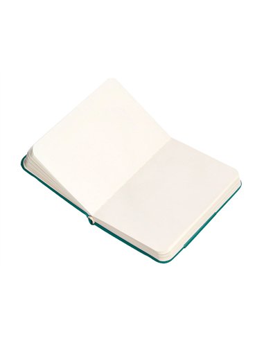 Carnet a7 antartik notes papier uni ivoire couverture rigide fermeture elastique 80 pages 80gr coloris vert paon.
