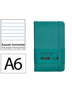 Carnet a6 antartik notes lignecouverture rigide fermeture elastique 100 pages 80gr coloris vert paon.