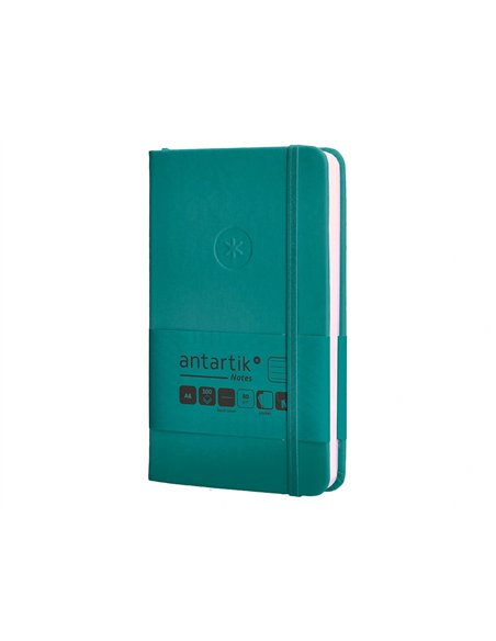 Carnet a6 antartik notes lignecouverture rigide fermeture elastique 100 pages 80gr coloris vert paon.