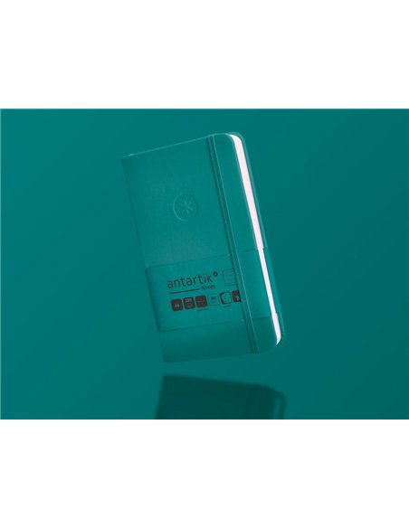 Carnet a6 antartik notes lignecouverture rigide fermeture elastique 100 pages 80gr coloris vert paon.