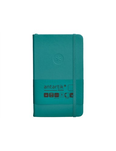 Carnet a6 antartik notes papier uni ivoire couverture rigide fermeture elastique 100pages 80gr coloris vert paon.