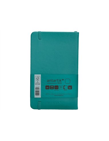 Carnet a6 antartik notes papier uni ivoire couverture rigide fermeture elastique 100pages 80gr coloris vert paon.