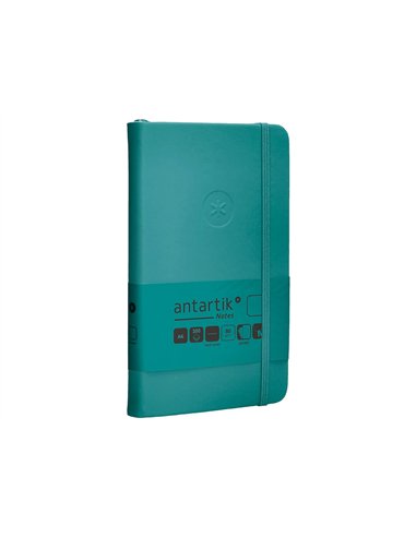 Carnet a6 antartik notes papier uni ivoire couverture rigide fermeture elastique 100pages 80gr coloris vert paon.