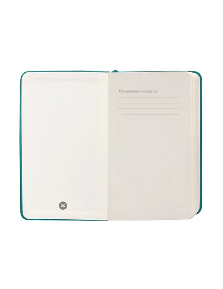 Carnet a6 antartik notes papier uni ivoire couverture rigide fermeture elastique 100pages 80gr coloris vert paon.