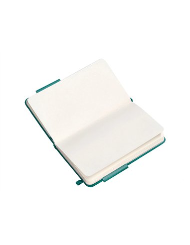 Carnet a6 antartik notes papier uni ivoire couverture rigide fermeture elastique 100pages 80gr coloris vert paon.
