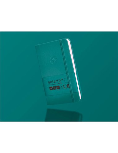 Carnet a6 antartik notes papier uni ivoire couverture rigide fermeture elastique 100pages 80gr coloris vert paon.
