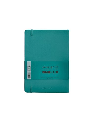 Carnet a5 antartik notes lignecouverture rigide fermeture elastique 100 pages 80gr coloris vert paon.