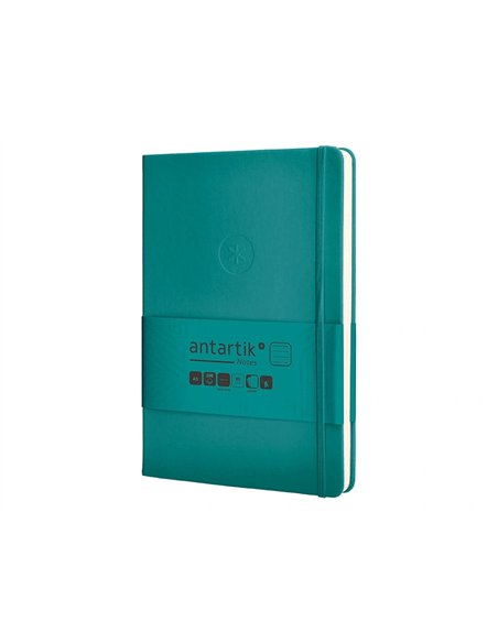 Carnet a5 antartik notes lignecouverture rigide fermeture elastique 100 pages 80gr coloris vert paon.