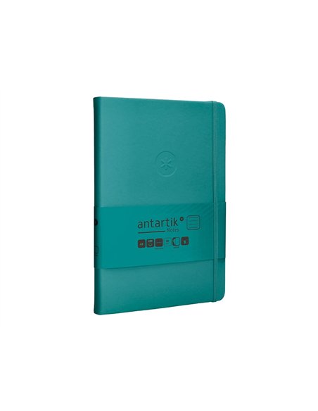 Carnet a5 antartik notes lignecouverture rigide fermeture elastique 100 pages 80gr coloris vert paon.