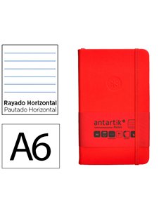 Carnet a6 antartik notes lignecouverture rigide fermeture elastique 100 pages 80gr coloris rouge.
