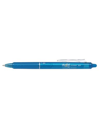 Stylo gel effaçable rétractable Pilot Frixion Clicker - Stylo bille 0,7 mm - Trait 0,4 mm - Poignée ergonomique - Bleu clair