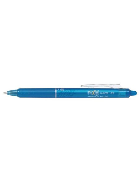 Stylo gel effaçable rétractable Pilot Frixion Clicker - Stylo bille 0,7 mm - Trait 0,4 mm - Poignée ergonomique - Bleu clair