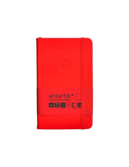 Carnet a6 antartik notes papier uni ivoire couverture rigide fermeture elastique 100pages 80gr coloris rouge.