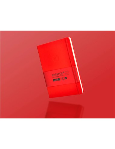 Carnet a5 antartik notes lignecouverture rigide fermeture elastique 100 pages 80gr coloris rouge.