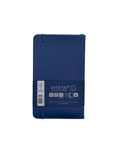 Carnet a6 antartik notes lignecouverture rigide fermeture elastique 100 pages 80gr coloris bleu marine.