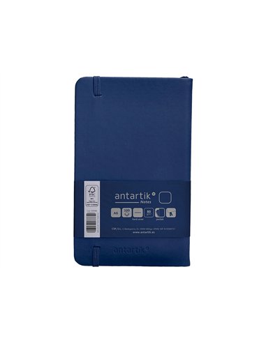 Carnet a6 antartik notes papier uni ivoire couverture rigide fermeture elastique 100pages 80gr coloris bleu marine.
