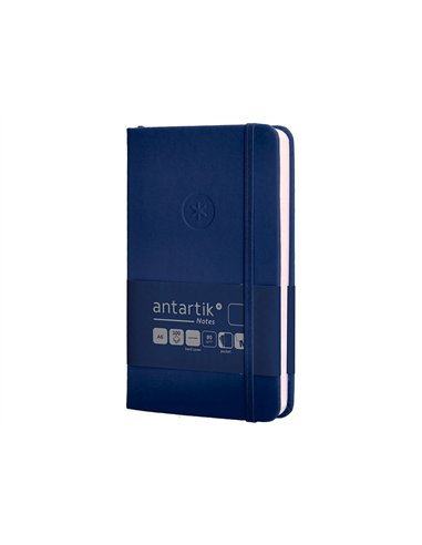 Carnet a6 antartik notes papier uni ivoire couverture rigide fermeture elastique 100pages 80gr coloris bleu marine.