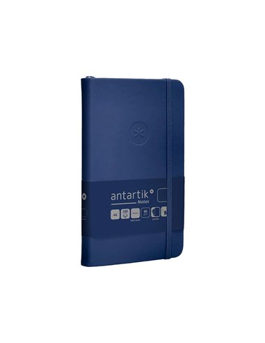 Carnet a6 antartik notes papier uni ivoire couverture rigide fermeture elastique 100pages 80gr coloris bleu marine.