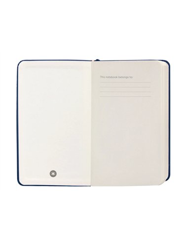 Carnet a6 antartik notes papier uni ivoire couverture rigide fermeture elastique 100pages 80gr coloris bleu marine.