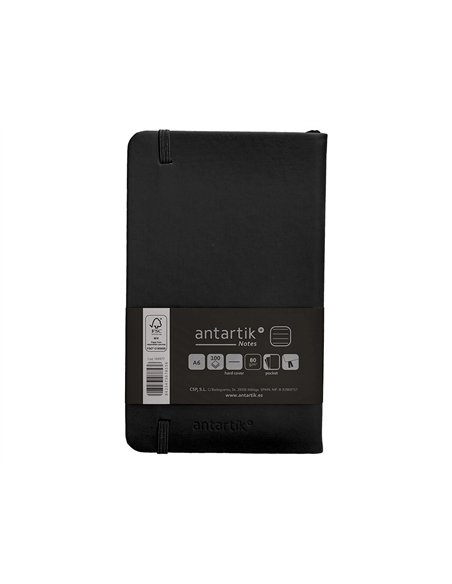 Carnet a6 antartik notes lignecouverture rigide fermeture elastique 100 pages 80gr coloris noir.