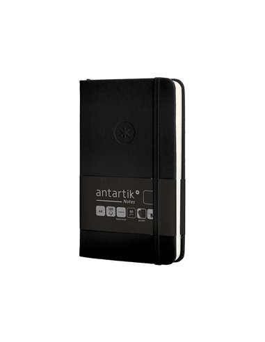 Carnet a6 antartik notes papier uni ivoire couverture rigide fermeture elastique 100pages 80gr coloris noir.