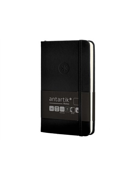 Carnet a6 antartik notes papier uni ivoire couverture rigide fermeture elastique 100pages 80gr coloris noir.