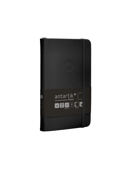 Carnet a6 antartik notes papier uni ivoire couverture rigide fermeture elastique 100pages 80gr coloris noir.