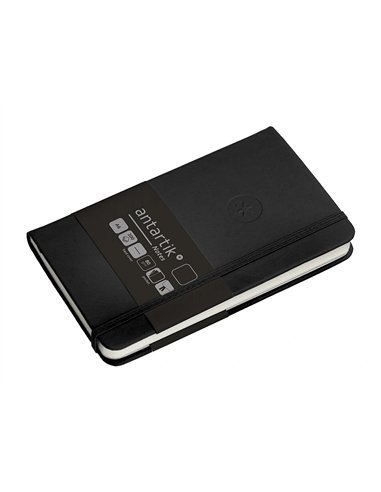 Carnet a6 antartik notes papier uni ivoire couverture rigide fermeture elastique 100pages 80gr coloris noir.