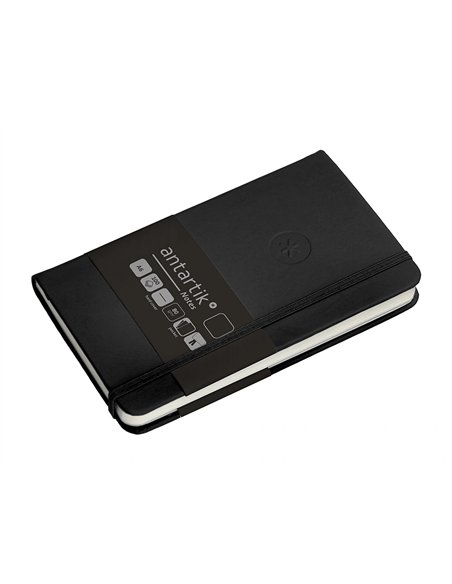 Carnet a6 antartik notes papier uni ivoire couverture rigide fermeture elastique 100pages 80gr coloris noir.