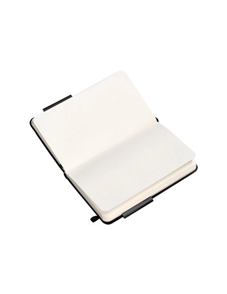 Carnet a6 antartik notes papier uni ivoire couverture rigide fermeture elastique 100pages 80gr coloris noir.