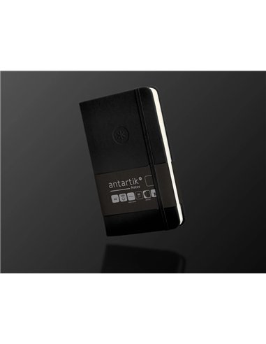 Carnet a6 antartik notes papier uni ivoire couverture rigide fermeture elastique 100pages 80gr coloris noir.