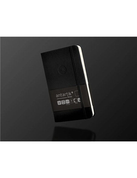 Carnet a6 antartik notes papier uni ivoire couverture rigide fermeture elastique 100pages 80gr coloris noir.