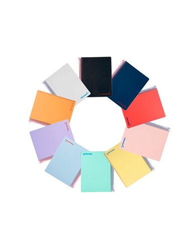 Cahier spirale liderpapel a4 micro wonder 240 pages 90g 5x5mm 4 trous 5 bandes coloris assortis.