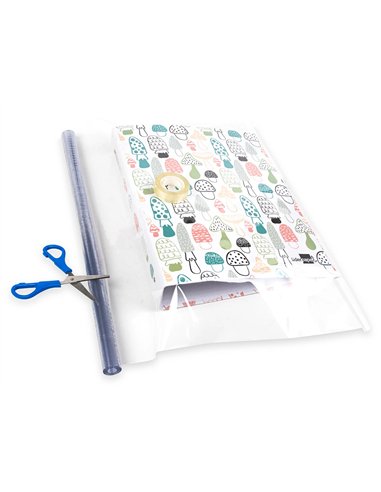 Couvre-livres liderpapel plastique transparent résistant 7/100e rouleau 0.45x2m.