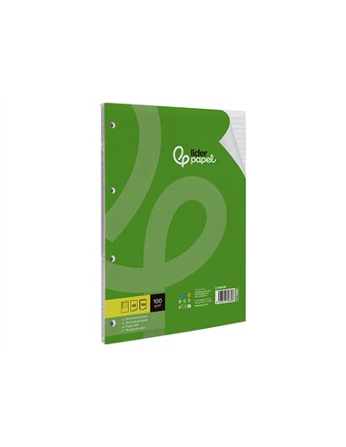 Bloc-notes liderpapel 100 feuilles encollées 100g a4 100 g/m2 ligné horizontal marge 4 trous.