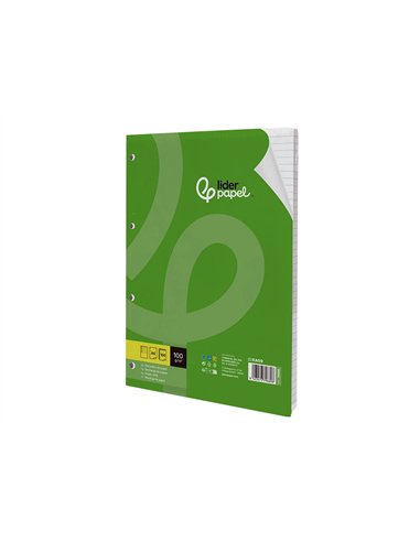 Bloc-notes liderpapel 100 feuilles encollées 100g a4 100 g/m2 ligné horizontal marge 4 trous.