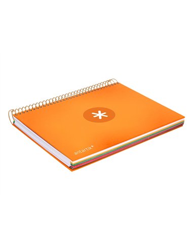 Cahier spirale antartik a5 14,8x21cm 240p 90g/m2 5x5mm 6 trous coil-lock coloris jaune.