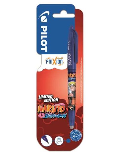Stylo gel effaçable Pilot Frixion Ball Naruto Shippuden - Pointe 0,7 mm - Trait 0,4 mm - Grip - Bleu