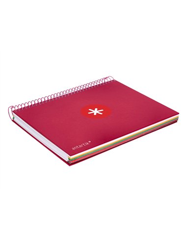 Cahier spirale antartik a5 14,8x21cm 240p 90g/m2 5x5mm 6 trous coil-lock coloris framboise.
