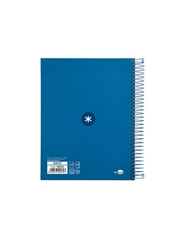 Cahier spirale antartik a5 14,8x21cm 240p 90g/m2 5x5mm 6 trous coil-lock coloris bleu marine.