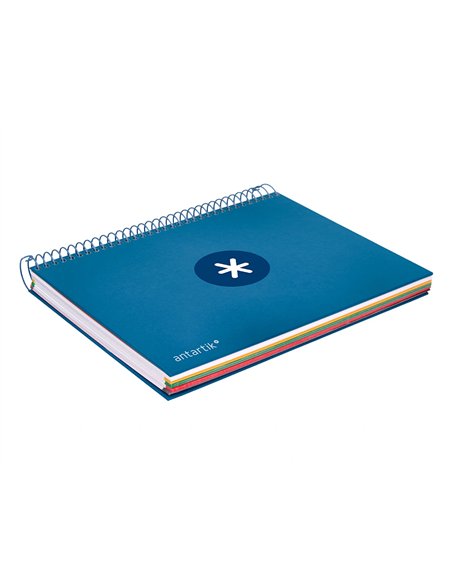 Cahier spirale antartik a5 14,8x21cm 240p 90g/m2 5x5mm 6 trous coil-lock coloris bleu marine.