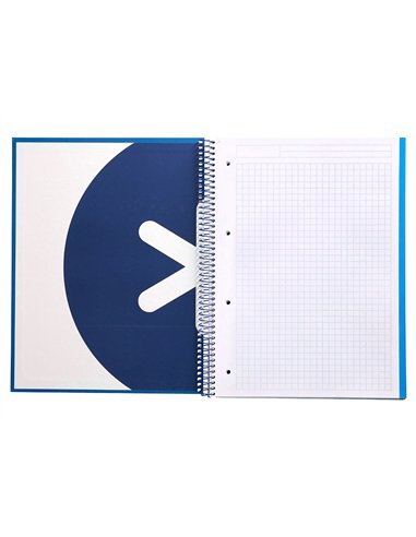 Cahier spirale antartik a4 240p 90g remborde 5x5mm microperfore 5 bandes 4 trous coloris bleu marine.