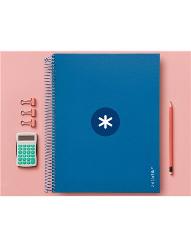 Cahier spirale antartik a4 240p 90g remborde 5x5mm microperfore 5 bandes 4 trous coloris bleu marine.