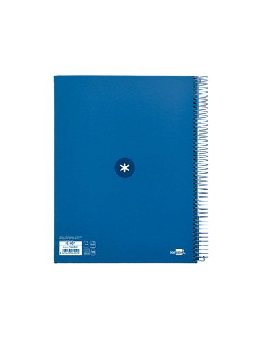 Cahier spirale antartik a4 240p 90g remborde 5x5mm microperfore 5 bandes 4 trous coloris bleu marine.