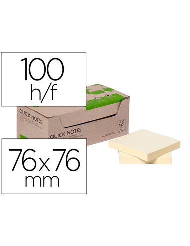 Bloc notes q-connect quick notes 38x51mm 100f adhesives repositionables coloris jaune pack 12 unites.