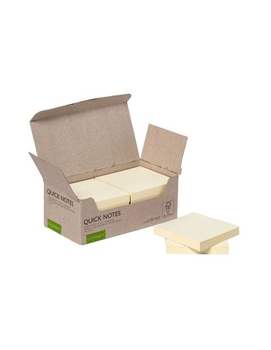 Bloc notes q-connect quick notes 38x51mm 100f adhesives repositionables coloris jaune pack 12 unites.