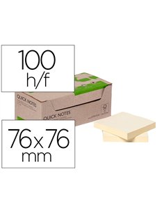 Bloc notes q-connect quick notes 76x76mm 100f adhesives repositionables coloris jaune pack 12 unites.