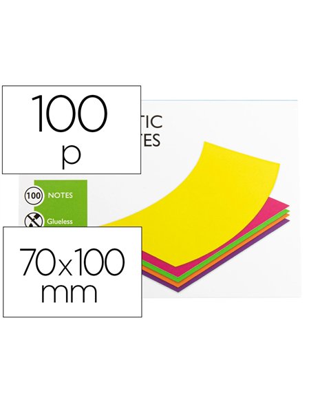 Bloc notes q-connect quick notes 70x100mm 100f electo statiques repositionables coloris neon.