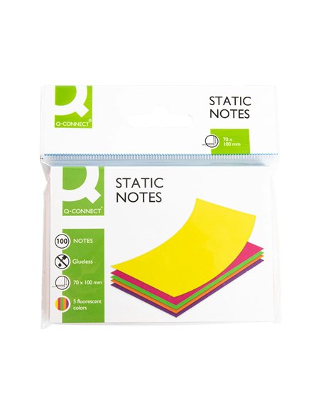 Bloc notes q-connect quick notes 70x100mm 100f electo statiques repositionables coloris neon.