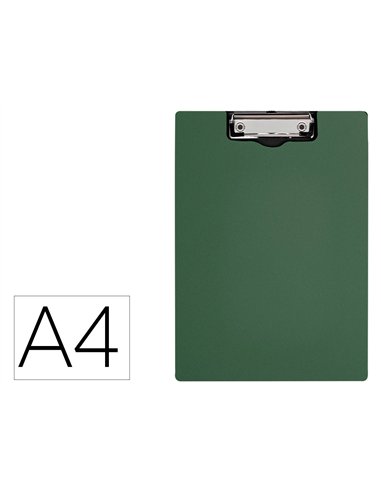 Porte-bloc q-connect miniclip superieur din a4 plastique 50% recycle epaisseur 2,1mm coloris vert olive.